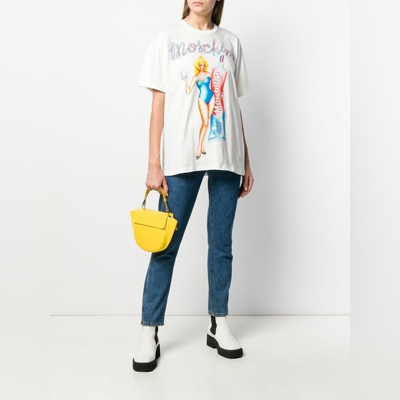 AW19 Moschino Jeremy Scott Toothpaste Cotton White Oversized T-shirt Tee - Picture 2 of 6
